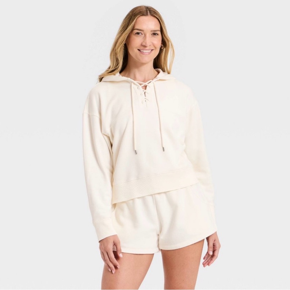 Cream Lace-Up Hooded Sweatshirt Universal Thread - NWOT szL